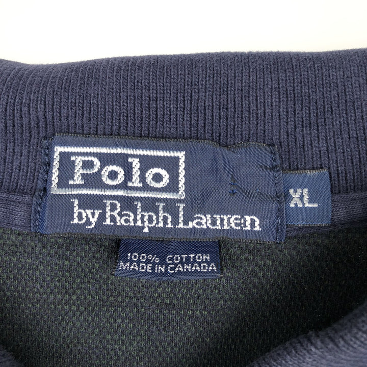 Ralph Lauren POLO by Ralph Lauren Black Watch Check Long Sleeve Check Polo Shirt, Made in Canada, Men's Size XL (approx.) cotton blue type Vintage Second Hand