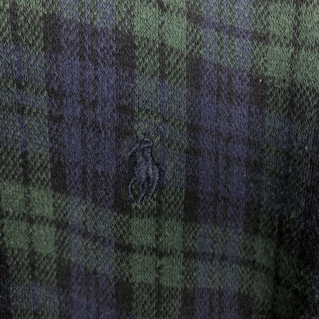 Ralph Lauren POLO by Ralph Lauren Black Watch Check Long Sleeve Check Polo Shirt, Made in Canada, Men's Size XL (approx.) cotton blue type Vintage Second Hand