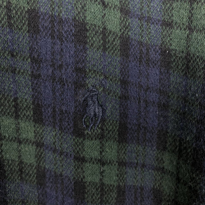 Ralph Lauren POLO by Ralph Lauren Black Watch Check Long Sleeve Check Polo Shirt, Made in Canada, Men's Size XL (approx.) cotton blue type Vintage Second Hand