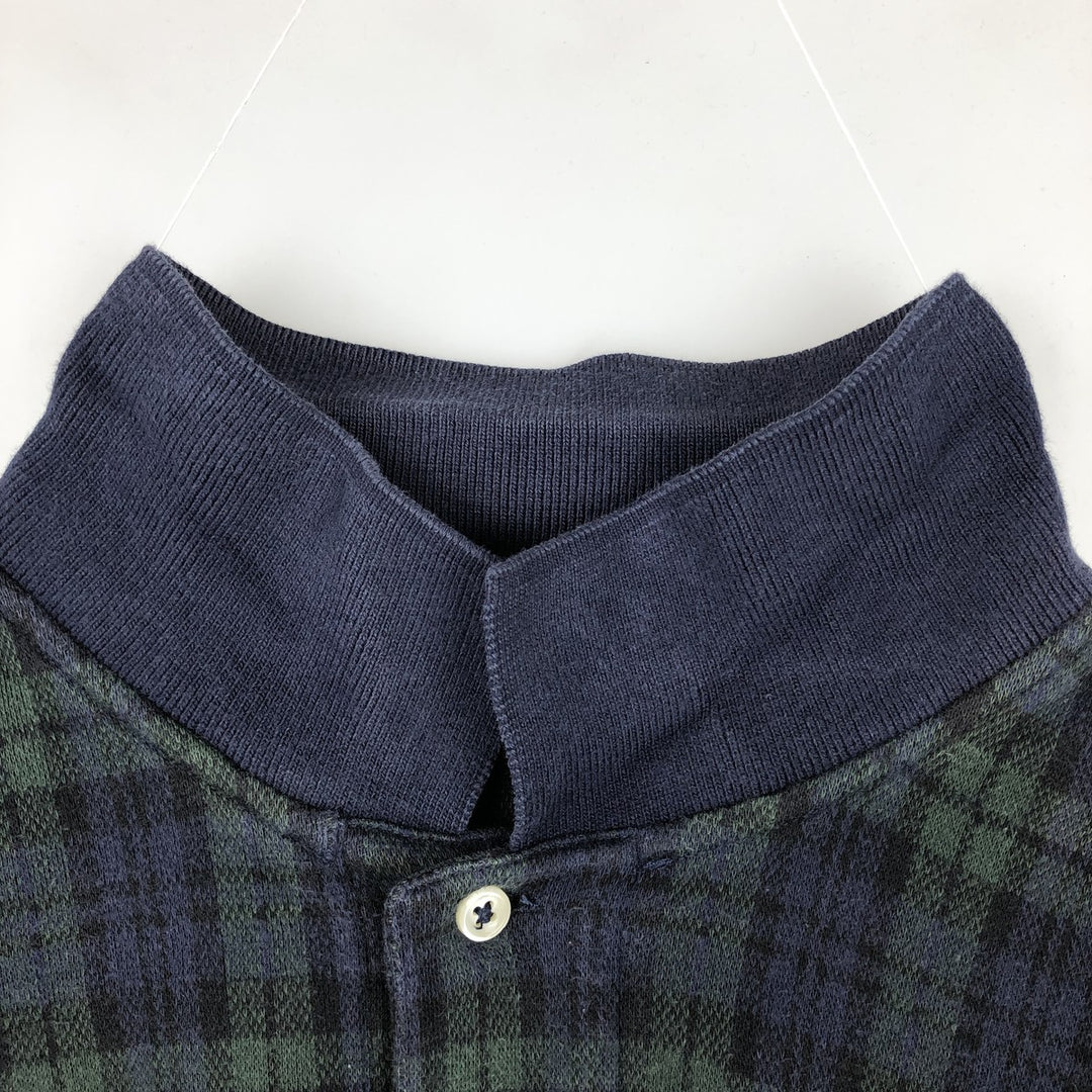 Ralph Lauren POLO by Ralph Lauren Black Watch Check Long Sleeve Check Polo Shirt, Made in Canada, Men's Size XL (approx.) cotton blue type Vintage Second Hand
