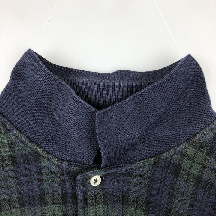 Ralph Lauren POLO by Ralph Lauren Black Watch Check Long Sleeve Check Polo Shirt, Made in Canada, Men's Size XL (approx.) cotton blue type Vintage Second Hand