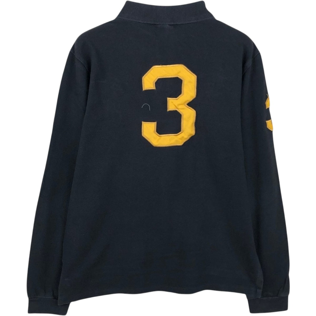 Ralph Lauren POLO by Ralph Lauren CUSTOM FIT Big Pony Long-Sleeve Polo Shirt (Men's Size S equivalent) cotton black type Vintage Second Hand
