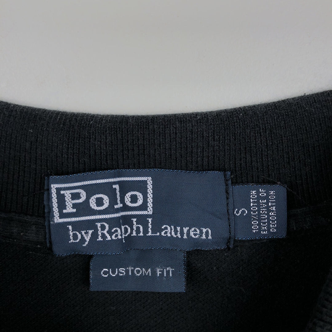 Ralph Lauren POLO by Ralph Lauren CUSTOM FIT Big Pony Long-Sleeve Polo Shirt (Men's Size S equivalent) cotton black type Vintage Second Hand
