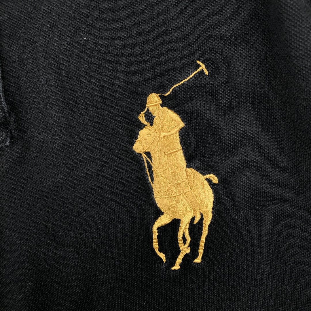 Ralph Lauren POLO by Ralph Lauren CUSTOM FIT Big Pony Long-Sleeve Polo Shirt (Men's Size S equivalent) cotton black type Vintage Second Hand