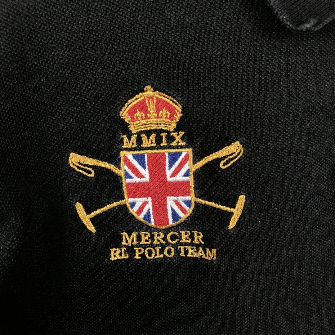 Ralph Lauren POLO by Ralph Lauren CUSTOM FIT Big Pony Long-Sleeve Polo Shirt (Men's Size S equivalent) cotton black type Vintage Second Hand