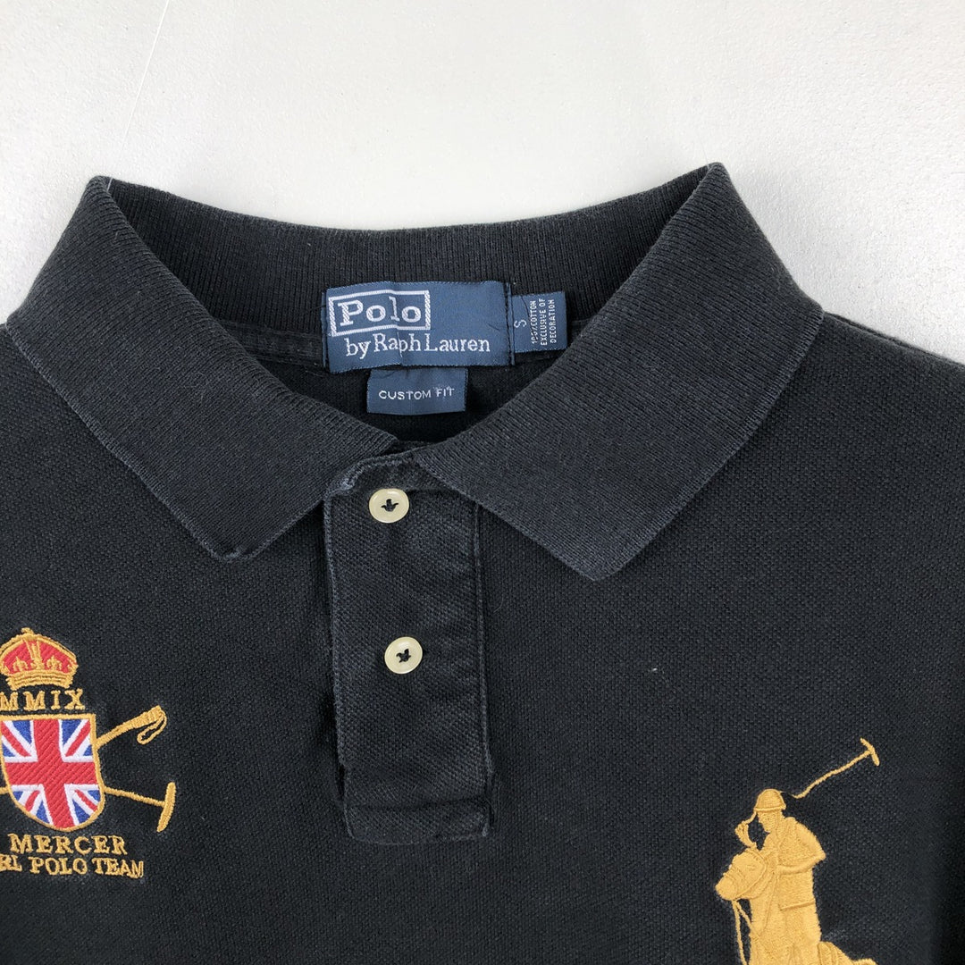 Ralph Lauren POLO by Ralph Lauren CUSTOM FIT Big Pony Long-Sleeve Polo Shirt (Men's Size S equivalent) cotton black type Vintage Second Hand