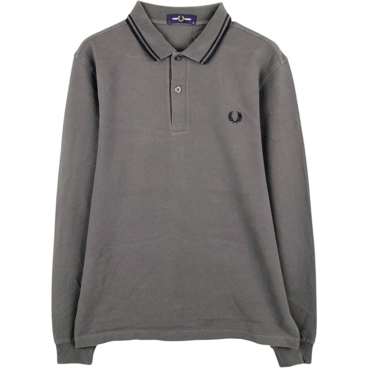 Fred Perry long-sleeved polo shirt, men's size M (approx.) cotton Charcoal Vintage Second Hand