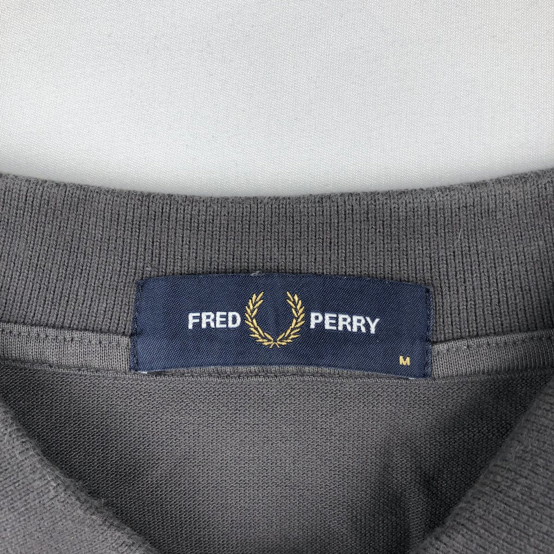 Fred Perry long-sleeved polo shirt, men's size M (approx.) cotton Charcoal Vintage Second Hand
