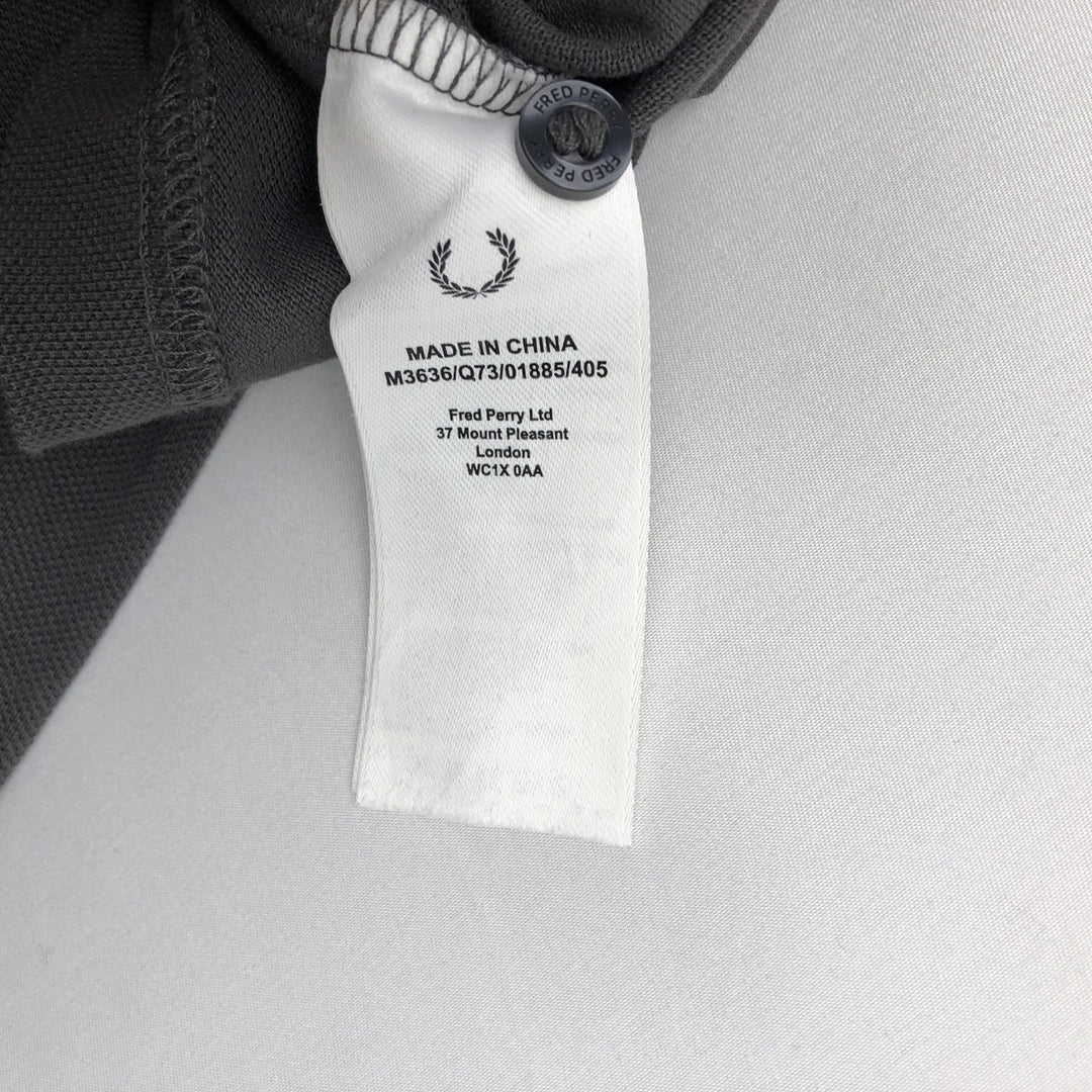 Fred Perry long-sleeved polo shirt, men's size M (approx.) cotton Charcoal Vintage Second Hand