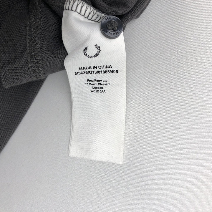 Fred Perry long-sleeved polo shirt, men's size M (approx.) cotton Charcoal Vintage Second Hand