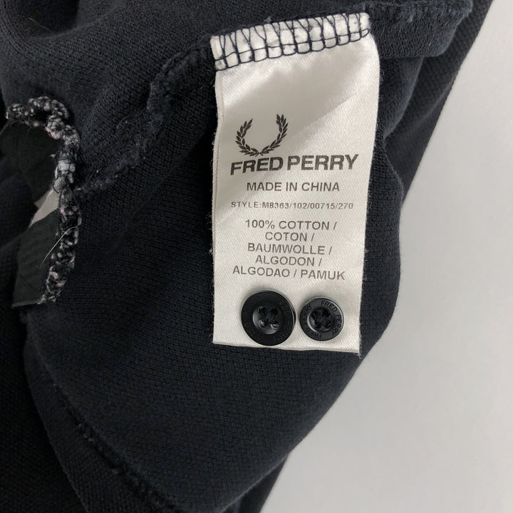Fred Perry long-sleeved polo shirt, men's size L cotton black type Vintage Second Hand