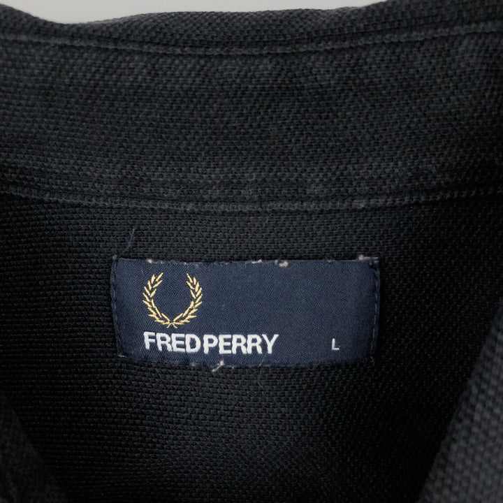 Fred Perry long-sleeved polo shirt, men's size L cotton black type Vintage Second Hand