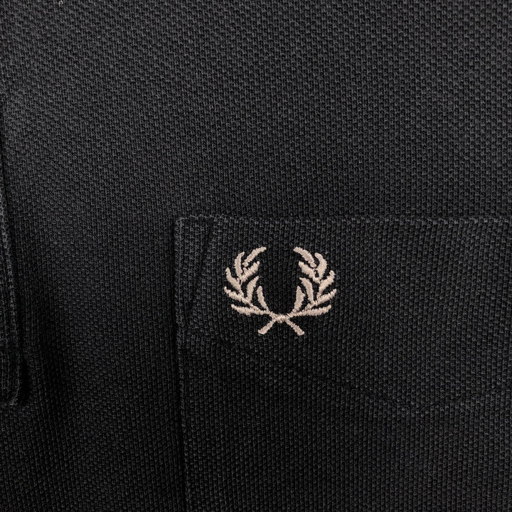 Fred Perry long-sleeved polo shirt, men's size L cotton black type Vintage Second Hand