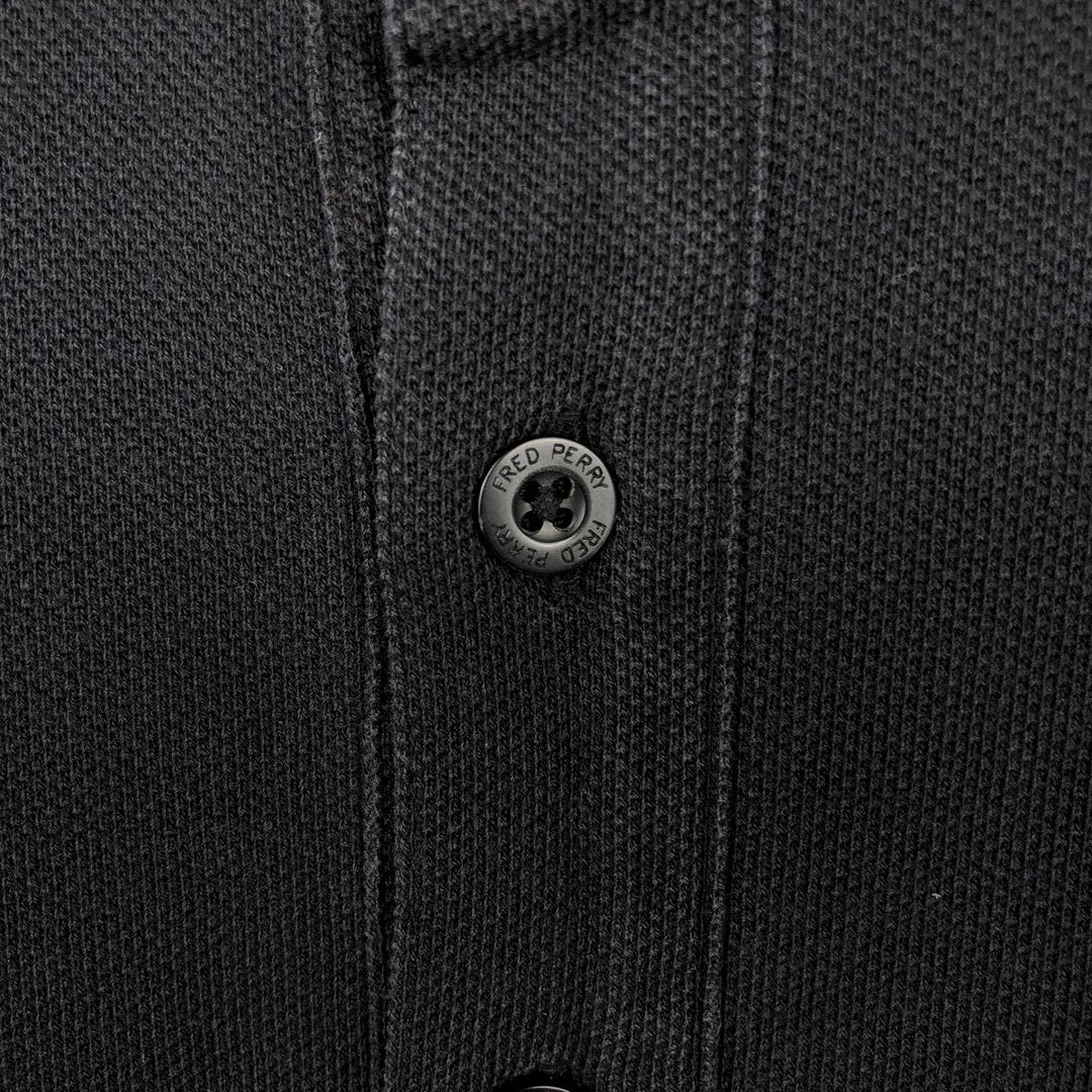 Fred Perry long-sleeved polo shirt, men's size L cotton black type Vintage Second Hand