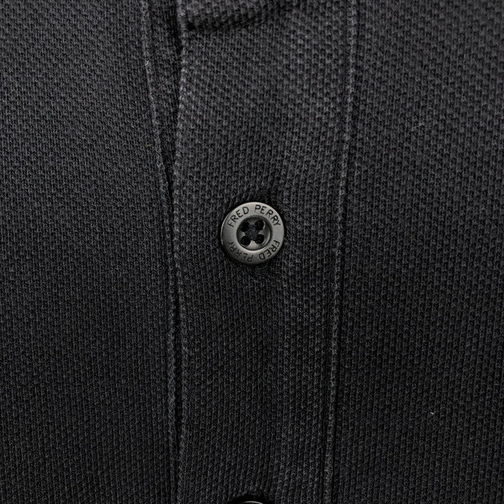 Fred Perry long-sleeved polo shirt, men's size L cotton black type Vintage Second Hand