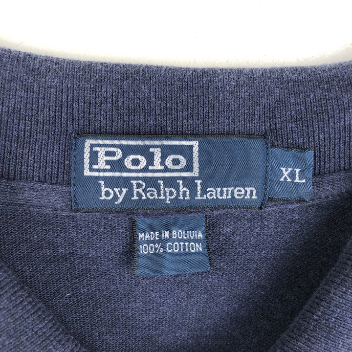Ralph Lauren POLO by Ralph Lauren long sleeve polo shirt, men's XL size cotton navy blue type Vintage Second Hand