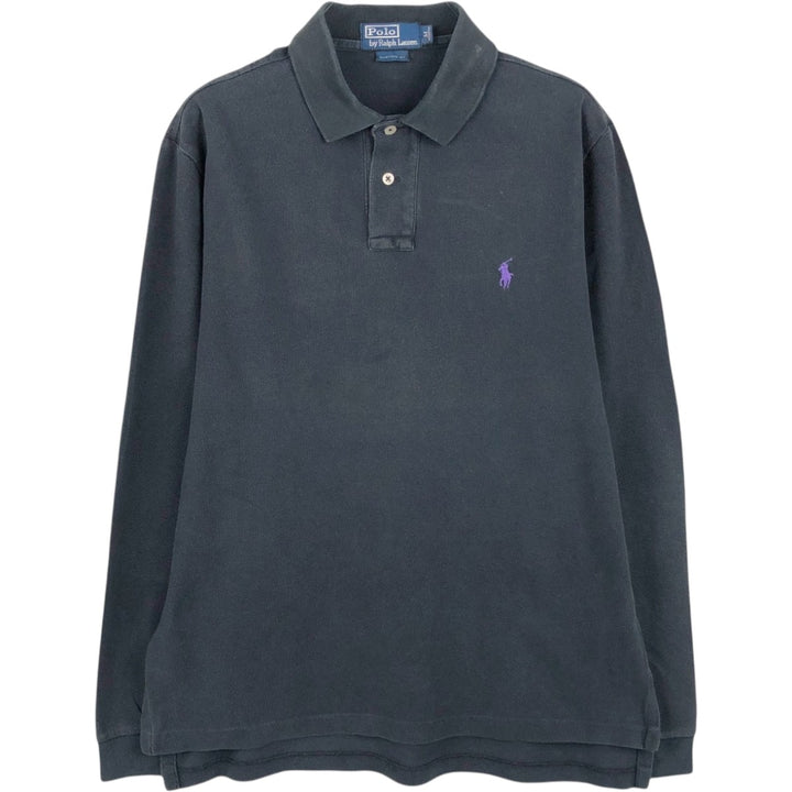 Ralph Lauren POLO by Ralph Lauren CUSTOM FIT long sleeve polo shirt, men's size M cotton black type Vintage Second Hand