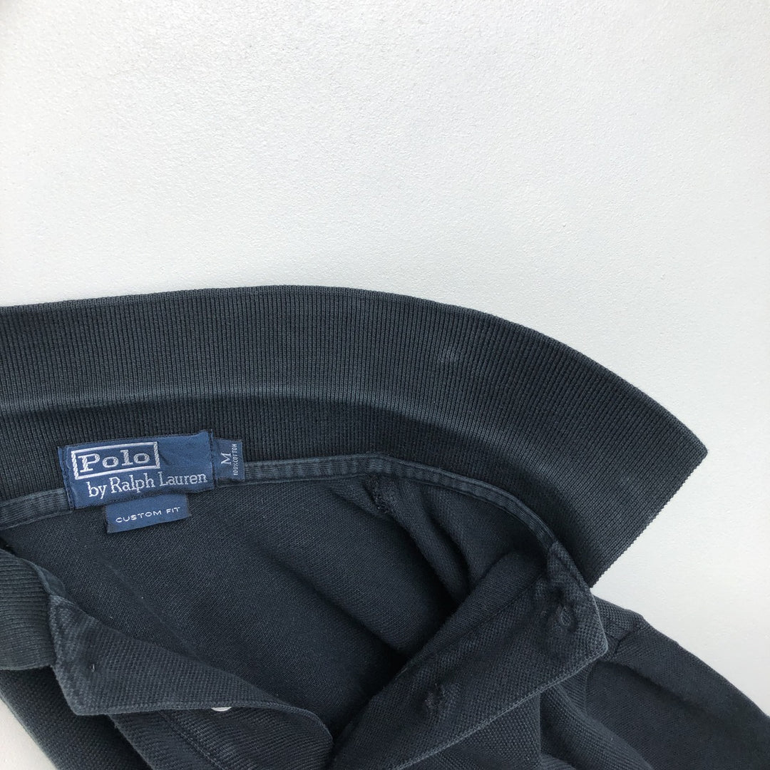 Ralph Lauren POLO by Ralph Lauren CUSTOM FIT long sleeve polo shirt, men's size M cotton black type Vintage Second Hand