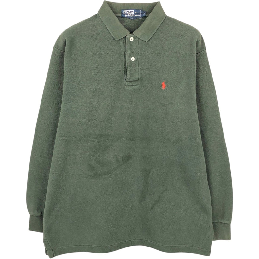Ralph Lauren POLO by Ralph Lauren long sleeve polo shirt, men's size M cotton green type Vintage Second Hand
