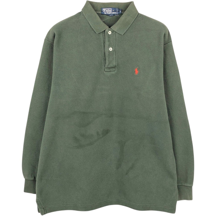 Ralph Lauren POLO by Ralph Lauren long sleeve polo shirt, men's size M cotton green type Vintage Second Hand