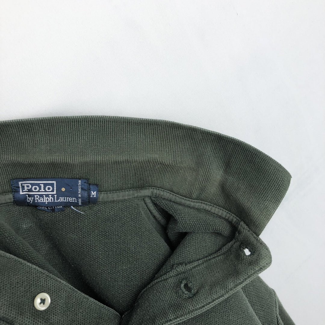 Ralph Lauren POLO by Ralph Lauren long sleeve polo shirt, men's size M cotton green type Vintage Second Hand