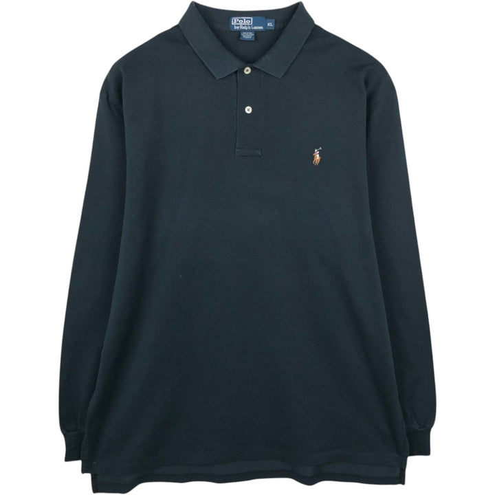 Ralph Lauren POLO by Ralph Lauren long sleeve polo shirt, men's XL size Pima Cotton black type Vintage Second Hand