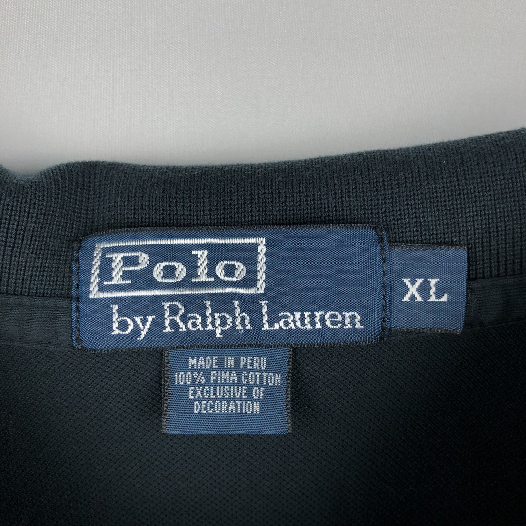 Ralph Lauren POLO by Ralph Lauren long sleeve polo shirt, men's XL size Pima Cotton black type Vintage Second Hand