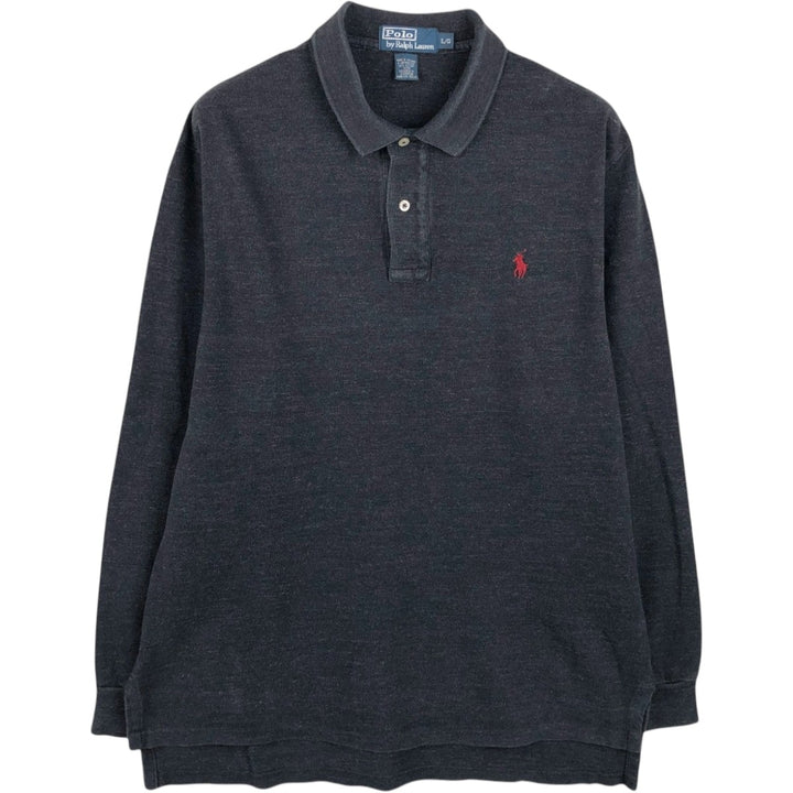 Ralph Lauren POLO by Ralph Lauren long sleeve polo shirt, men's size L cotton black type Vintage Second Hand
