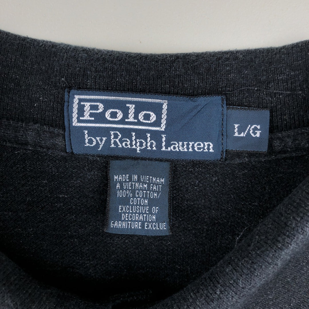 Ralph Lauren POLO by Ralph Lauren long sleeve polo shirt, men's size L cotton black type Vintage Second Hand