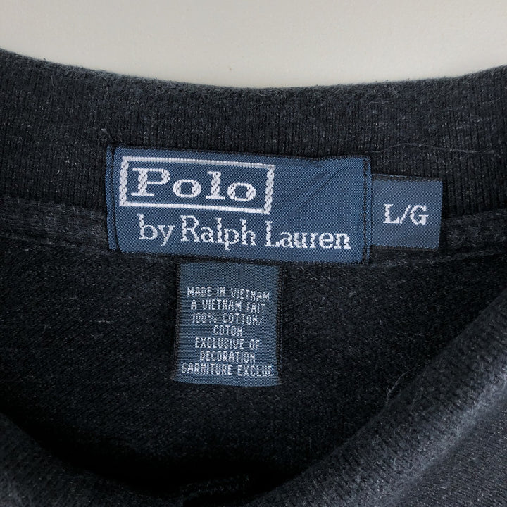 Ralph Lauren POLO by Ralph Lauren long sleeve polo shirt, men's size L cotton black type Vintage Second Hand