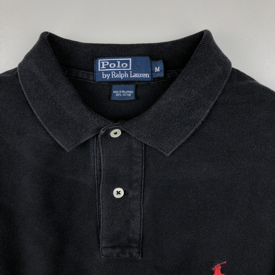 Ralph Lauren POLO by Ralph Lauren long sleeve polo shirt, men's size M cotton black type Vintage Second Hand