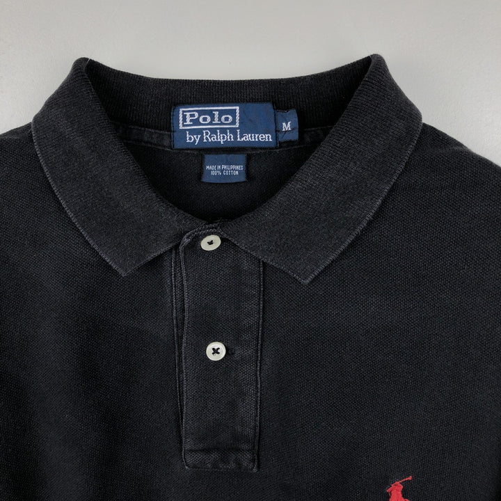 Ralph Lauren POLO by Ralph Lauren long sleeve polo shirt, men's size M cotton black type Vintage Second Hand