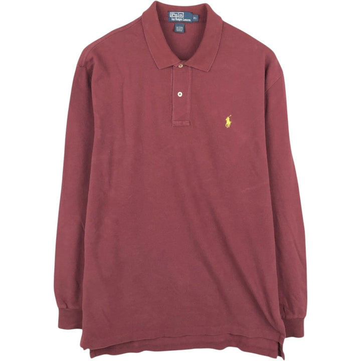 Ralph Lauren POLO by Ralph Lauren long sleeve polo shirt, men's XL size cotton Red type red-purple Vintage Second Hand