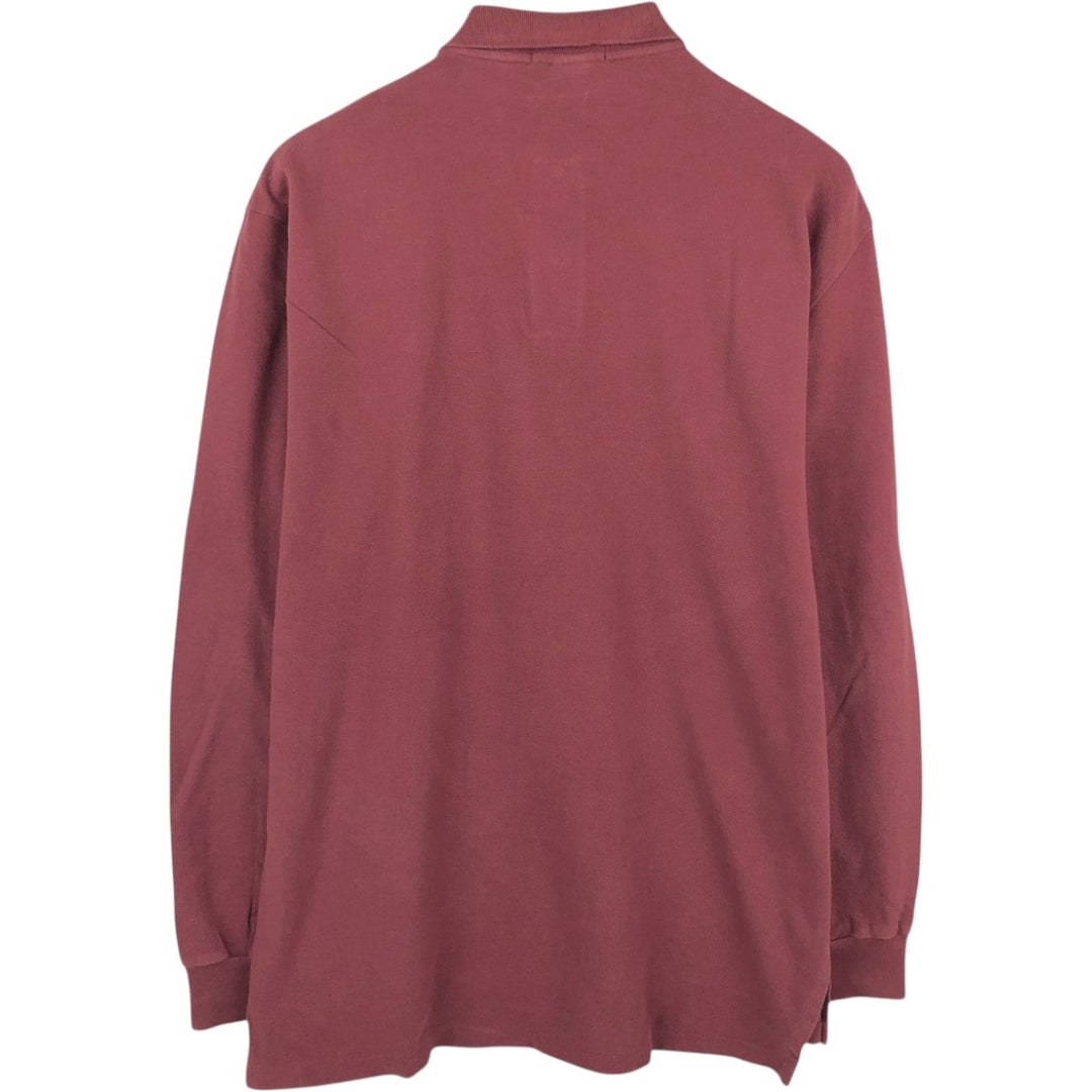 Ralph Lauren POLO by Ralph Lauren long sleeve polo shirt, men's XL size cotton Red type red-purple Vintage Second Hand