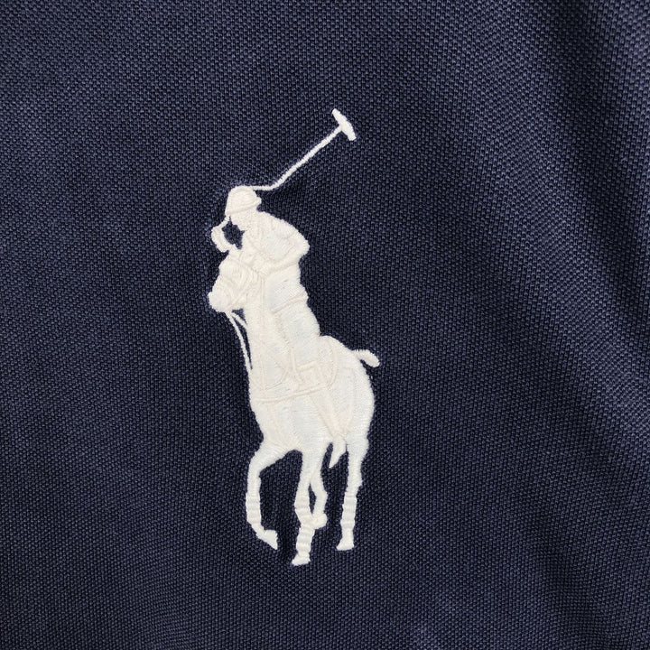 Ralph Lauren POLO by Ralph Lauren CUSTOM FIT Big Pony Long-Sleeve Polo Shirt, Men's Size XL (approx.) cotton navy blue type Vintage Second Hand
