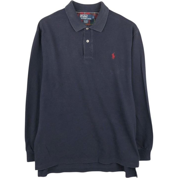 Ralph Lauren POLO by Ralph Lauren long sleeve polo shirt, men's size L cotton navy blue type Vintage Second Hand
