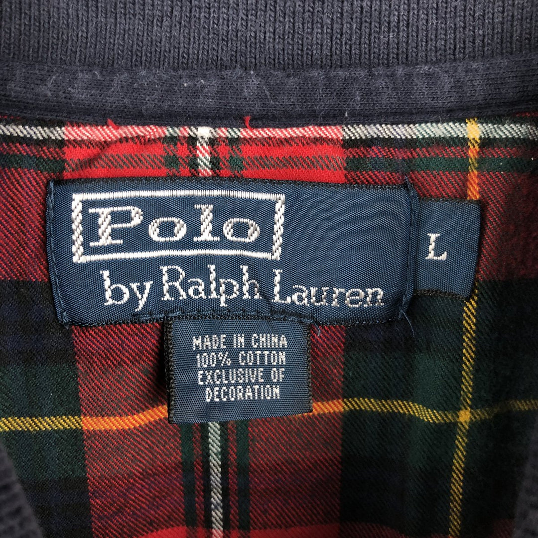 Ralph Lauren POLO by Ralph Lauren long sleeve polo shirt, men's size L cotton navy blue type Vintage Second Hand
