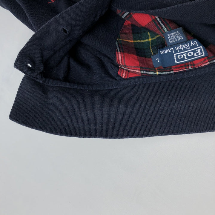 Ralph Lauren POLO by Ralph Lauren long sleeve polo shirt, men's size L cotton navy blue type Vintage Second Hand