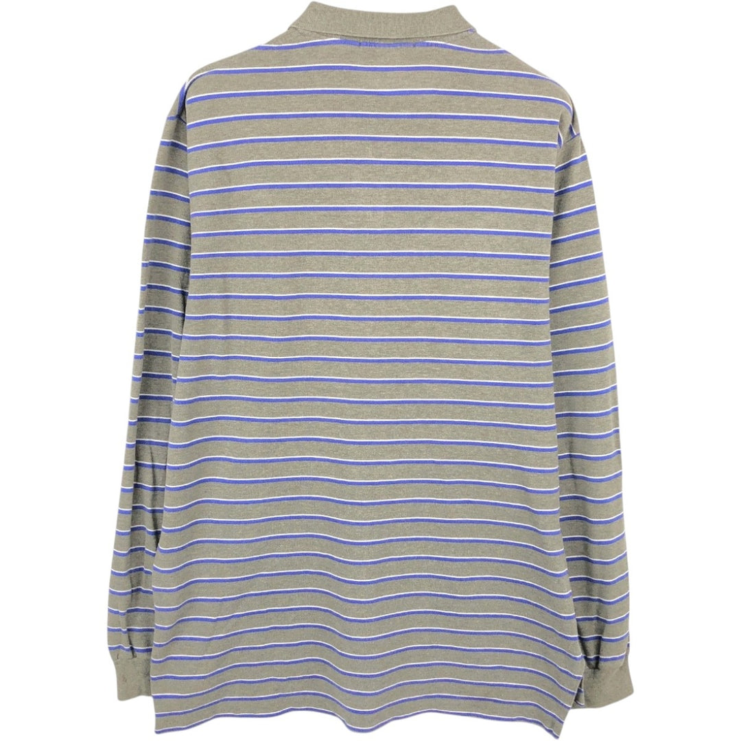 Ralph Lauren POLO SPORT Multi-stripe Long-Sleeve Polo Shirt, Men's Size XL (approx.) cotton gray type Vintage Second Hand