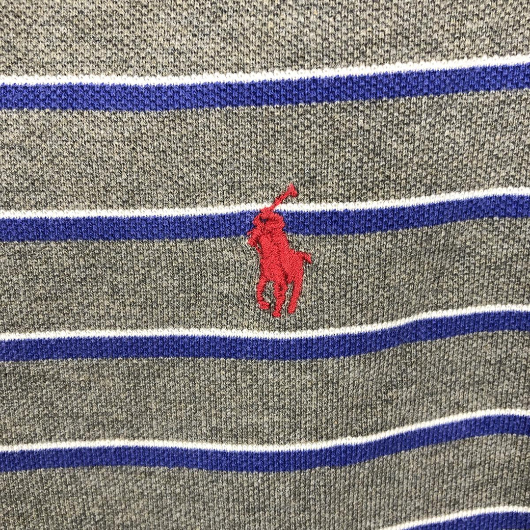 Ralph Lauren POLO SPORT Multi-stripe Long-Sleeve Polo Shirt, Men's Size XL (approx.) cotton gray type Vintage Second Hand