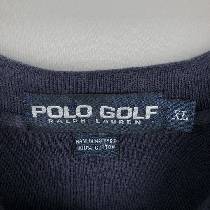 Ralph Lauren POLO GOLF long-sleeved polo shirt, men's size XL cotton navy blue type Vintage Second Hand