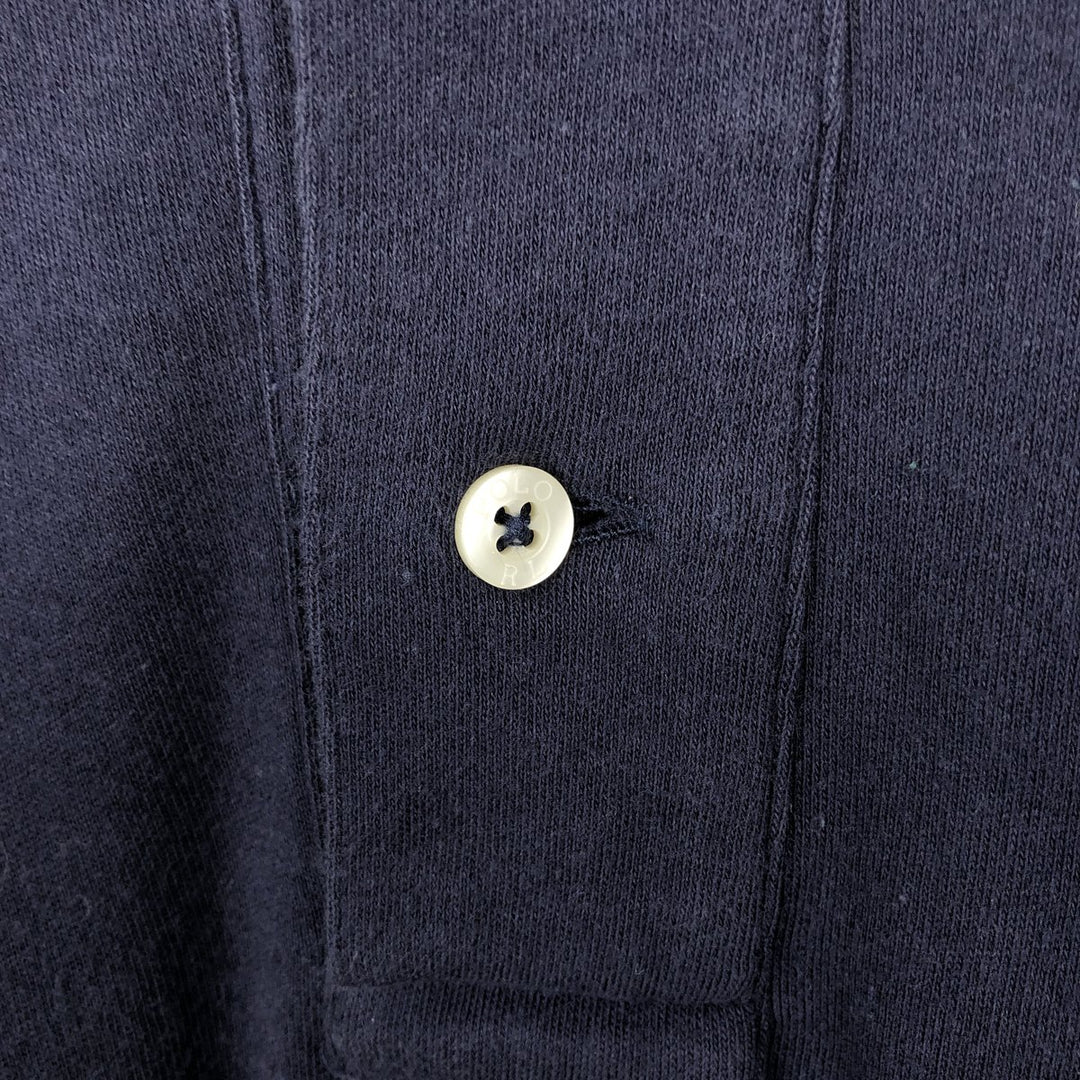 Ralph Lauren POLO GOLF long-sleeved polo shirt, men's size XL cotton navy blue type Vintage Second Hand