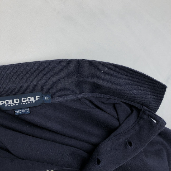 Ralph Lauren POLO GOLF long-sleeved polo shirt, men's size XL cotton navy blue type Vintage Second Hand