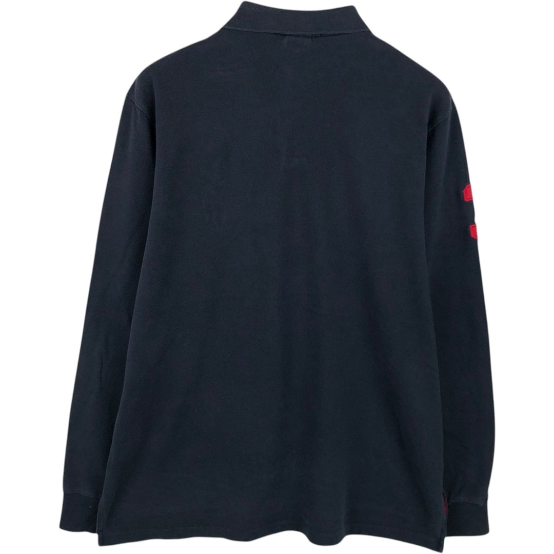 Ralph Lauren POLO by Ralph Lauren CUSTOM FIT Big Pony Long-Sleeve Polo Shirt, Men's Size XL (approx.) cotton black type Vintage Second Hand