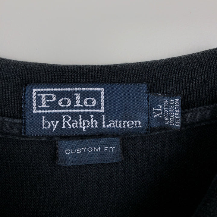 Ralph Lauren POLO by Ralph Lauren CUSTOM FIT Big Pony Long-Sleeve Polo Shirt, Men's Size XL (approx.) cotton black type Vintage Second Hand