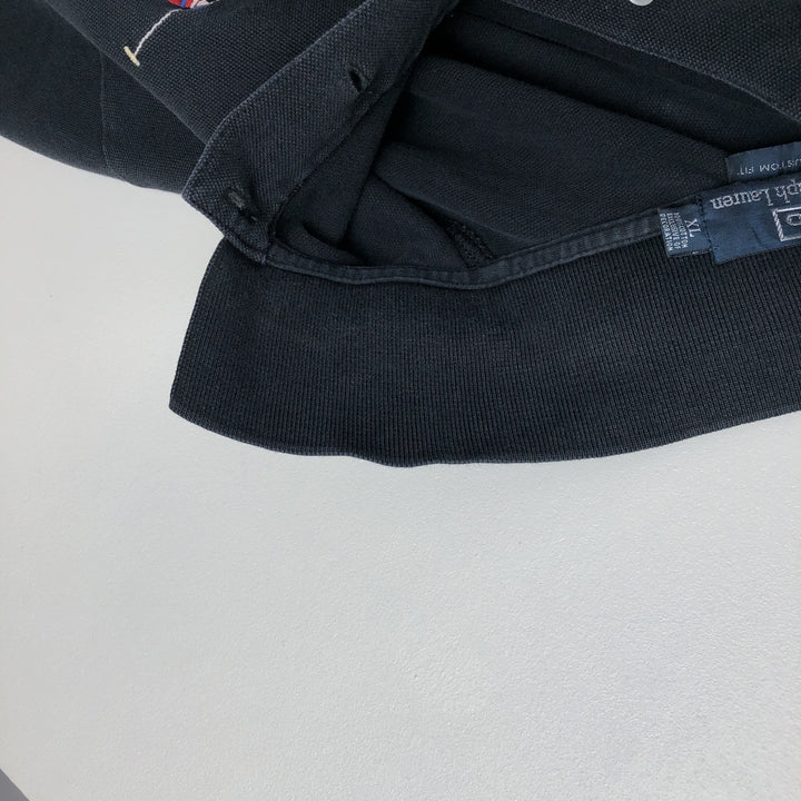Ralph Lauren POLO by Ralph Lauren CUSTOM FIT Big Pony Long-Sleeve Polo Shirt, Men's Size XL (approx.) cotton black type Vintage Second Hand