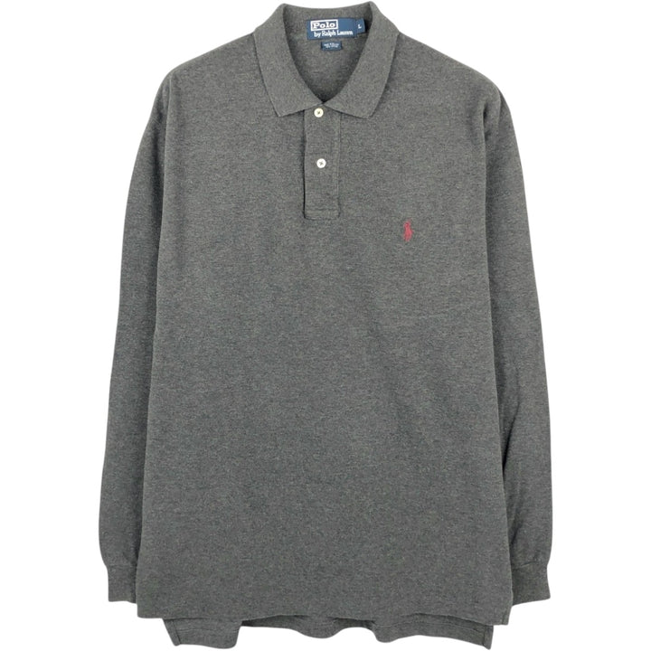 Ralph Lauren POLO by Ralph Lauren long sleeve polo shirt, men's size L cotton Charcoal Vintage Second Hand
