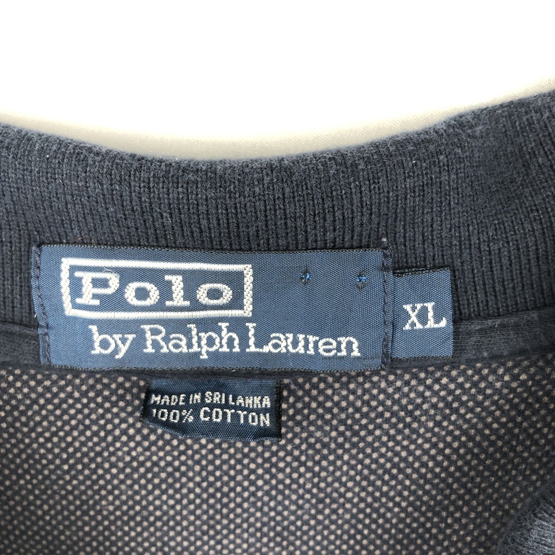 Ralph Lauren POLO by Ralph Lauren long sleeve polo shirt, men's XL size cotton navy blue type Vintage Second Hand