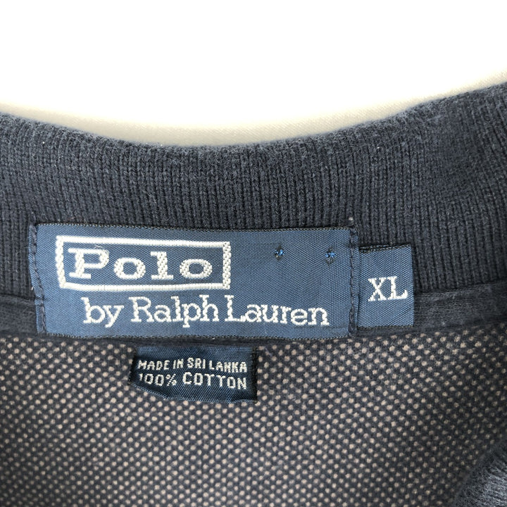 Ralph Lauren POLO by Ralph Lauren long sleeve polo shirt, men's XL size cotton navy blue type Vintage Second Hand