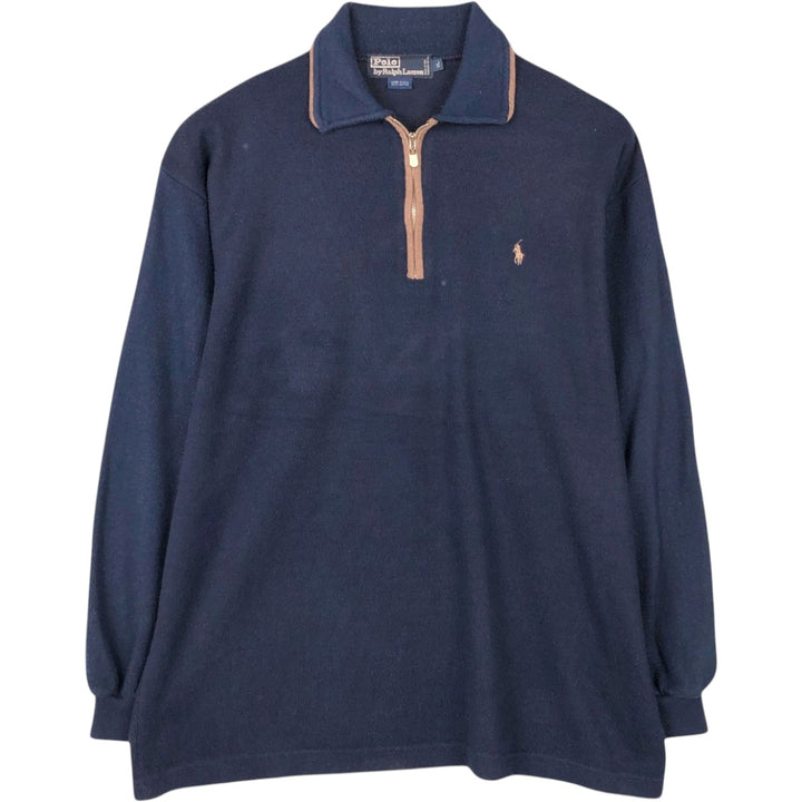 Ralph Lauren POLO by Ralph Lauren long-sleeved polo shirt, Made in USA, Men's XL cotton navy blue type Vintage Second Hand